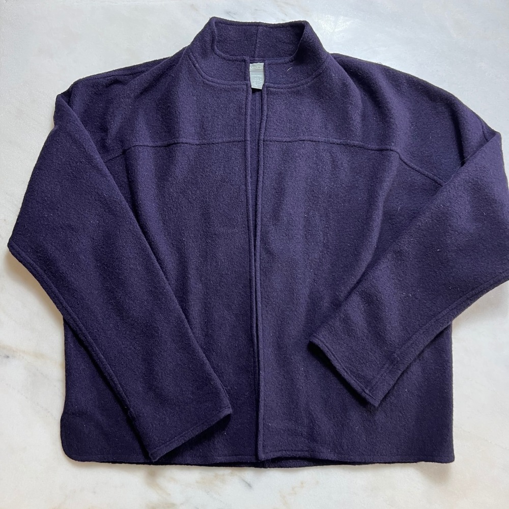 Vintage MARCONI Women's Purple Wool Open Front Cardigan Jacket Size‎ L